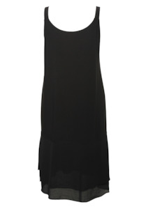 Long Frill Slip - Black