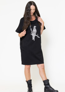 Soho Dress - Black with Kereru Print