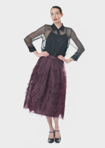 CLEARANCE Organza Feathered Ellen Skirt - Raisin