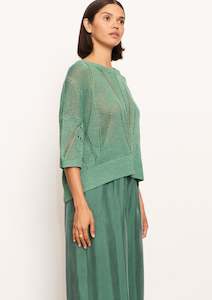 Pier Pointelle Knit Tee - Green