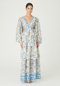 CLEARANCE Marybeth Tiered Blouson Maxi Dress - Border Paisley