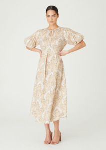 CLEARANCE Elsa Puff Sleeve Midi Dress - Ornamental Floral