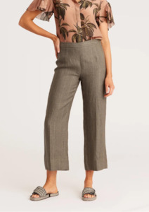 Stripe Wide Leg Pant - Khaki / White