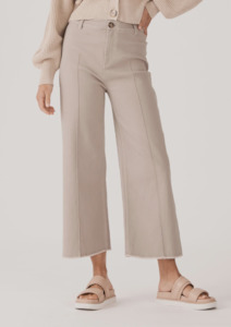 CLEARANCE Kendall Drill Wide Leg Pant - Stone