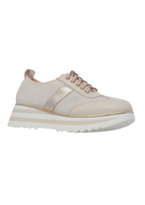 Harmony Lace Up Flatform - Cream Leather / Mesh