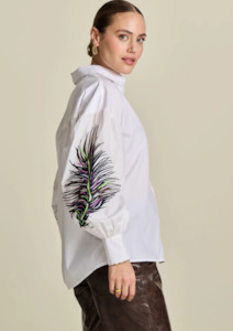 COMING SOON Maxime Feather Blouse - White