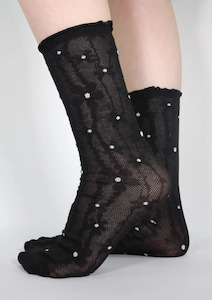 Daisy Dot Sock - Black