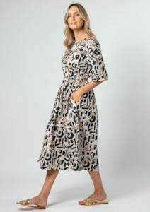 Carrie Dress - Navy Geo