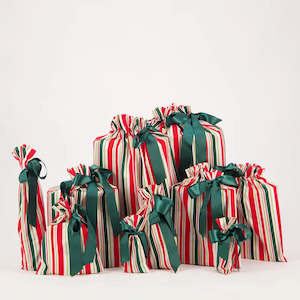 Reusable Gift Bag Set - Christmas Stripes