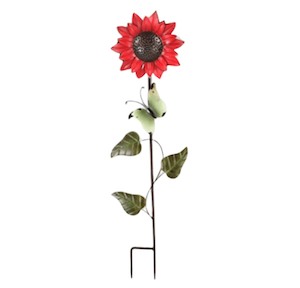 Sunflower Garden Metal Stake - Red