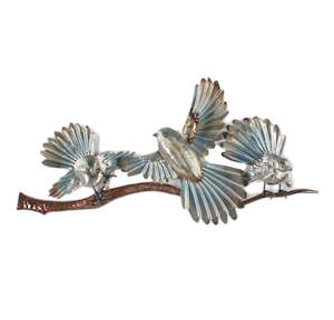 Metal Wall Art Hanging: Fantails on Branch Metal Art Wall Hanging