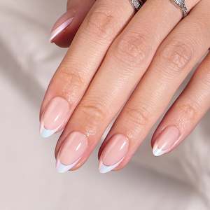 Press On Nails - Chrome French Almond