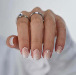 Press On Nails - Nude Ombre French Squoval Square