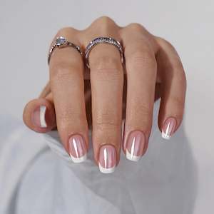 Press On Nails - Squoval Chrome French