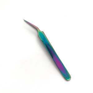 Glue Tweezers Eyelash Extension: Multi-chrome Isolation Tweezers with Perfect Angle for Isolating For Eyelash Extensions