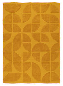 Kay Mustard Geometric Washable Wool Rug