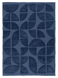 Floor covering: Rue Navy Blue Geometric Washable Wool Rug