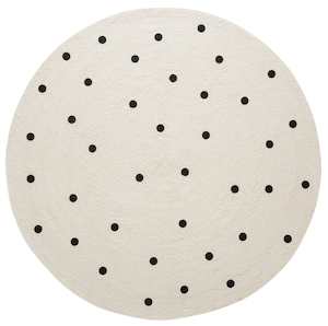 Totit Beige and Black Spotted Round Jute Rug*NO RETURNS UNLESS FAULTY