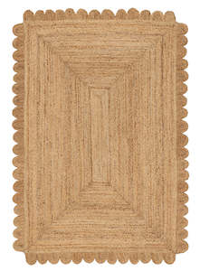 Ejiya Natural Brown Scalloped Jute Rug