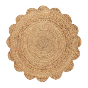 Celeste Natural Brown Scalloped Jute Round Rug