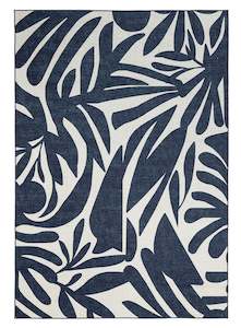 Floor covering: Damaris Blue Grey Cream Indoor Outdoor Washable Rug