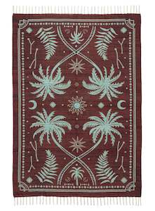 Adalyn Brown Mint Green Boho Picnic Rug