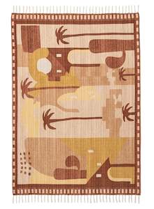 Donata Brown Mustard Boho Picnic Rug