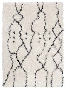 Kandake Cream & Black Tribal Shag Rug