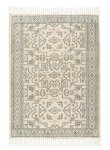 Floor covering: Oxana Cream and Black Tribal Picnic Rug *NO RETURNS UNLESS FAULTY