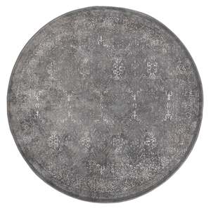 Floor covering: Dalma Charcoal Grey And Ivory Traditional Distressed Round Rug *NO RETURNS UNLESS FAULTY