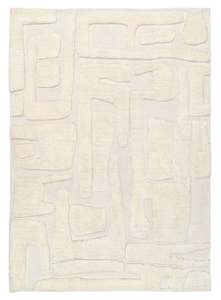 Rolini Ivory Abstract Textured Wool Rug