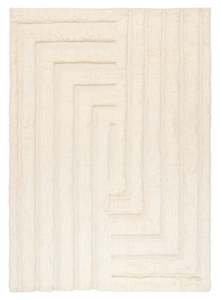 Fontana Ivory Abstract Textured Wool Rug