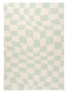 Ilenna Green and Ivory Abstract Checkered Washable Rug*NO RETURNS UNLESS FAULTY