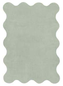 Idrissa Pale Green Scallop Washable Rug