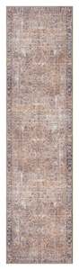 Anyel Brown and Blue Traditional Distressed Washable Runner Rug