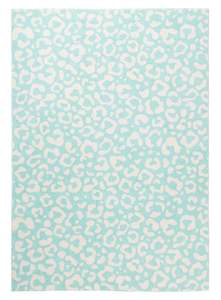 Esmeralda Pink and Mint Green Leopard Print Washable Rug