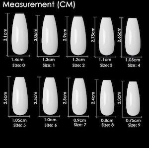 Nail Art - Colour Swatch Display - Natural Coffin Full Tip Size 1 (50pc)