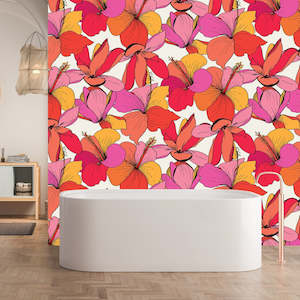 Furniture manufacturing: Hibiscus Hottie Vinyl Wallpaper