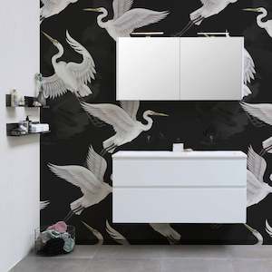 Eye of the Heron Removable Bathroom Wallpaper