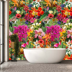 Floral World Removable Bathroom Wallpaper