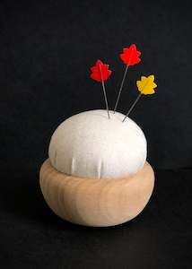 Tulip Cherry Wood Pin Cushion - Off White. Ginhakushoku