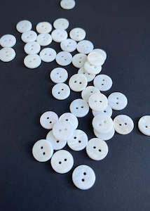 Dressmaking supply: White Shell Buttons, 12.5mm