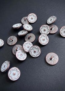 Metal Shank Buttons - copper with white 15mm