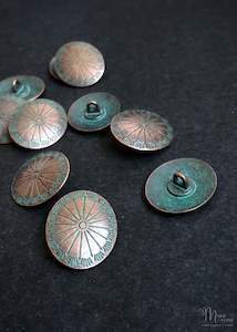 Metal Buttons -  Ray Copper with Turquoise. 26mm