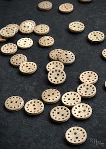 Dressmaking supply: Coconut Shell Buttons, Circlular Holes. 13mm.