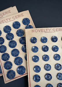 Vintage Buttons, Rosette Marble Blue. two sizes