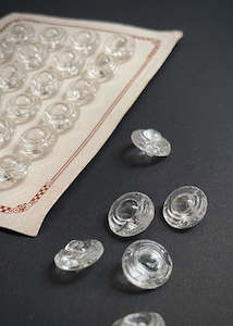 Dressmaking supply: Vintage Clear Glass Buttons. Dome, 14mm