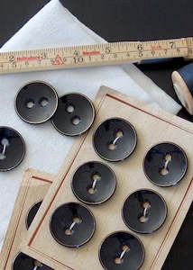 Dressmaking supply: Vintage Coat Buttons - Black enamel, 35mm