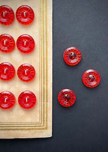 Vintage Glass Buttons - Red Jewel