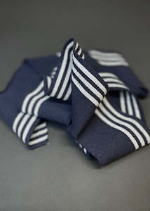 Dressmaking supply: Striped Cotton Rib - Navy + Silver